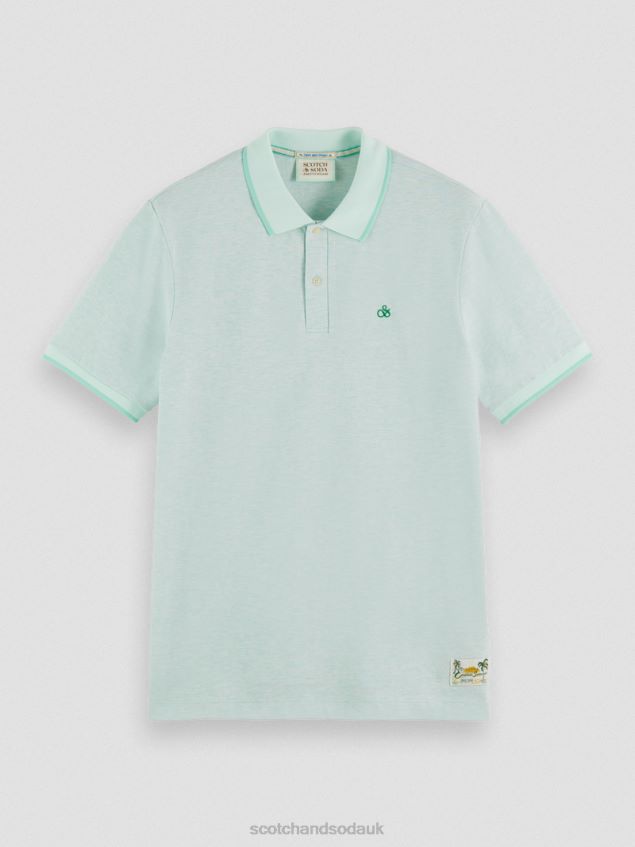 Scotch & Soda Men Organic Cotton Polo LP48HB472 Clothing Mint Melange