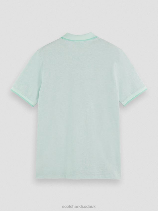 Scotch & Soda Men Organic Cotton Polo LP48HB472 Clothing Mint Melange