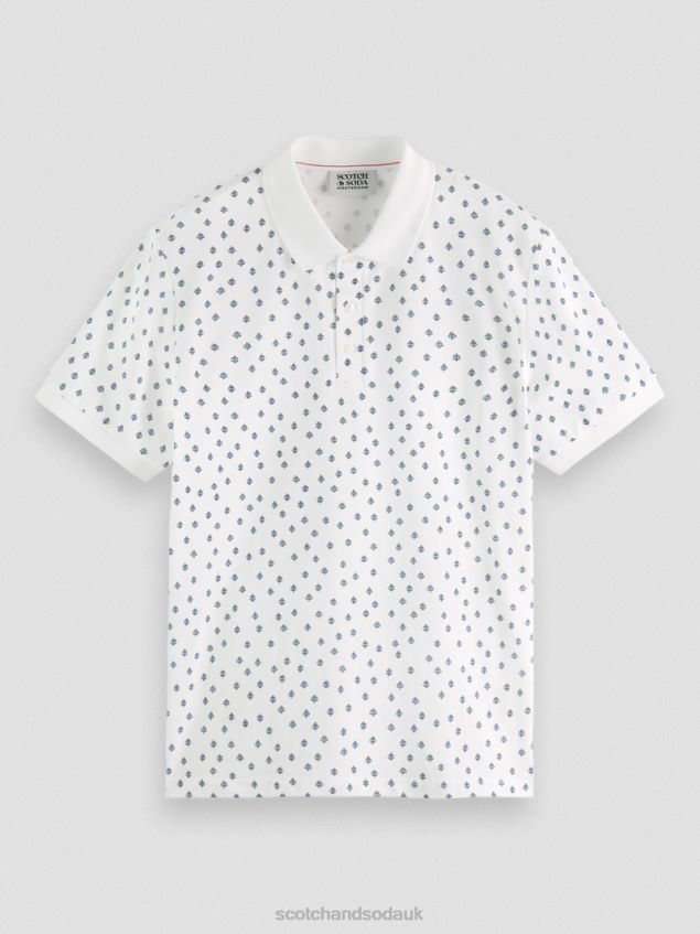 Scotch & Soda Men Organic Cotton Printed Pique Polo LP48HB397 Clothing Combo E