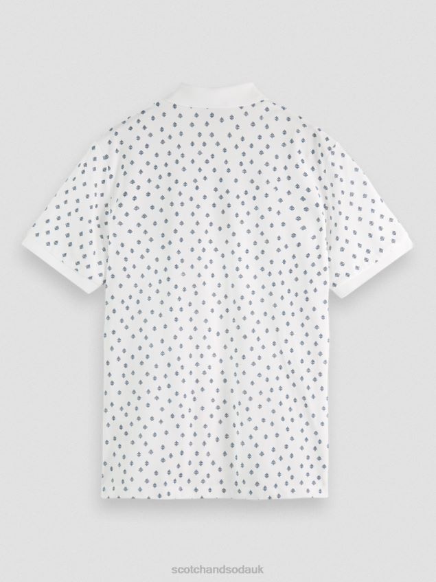 Scotch & Soda Men Organic Cotton Printed Pique Polo LP48HB397 Clothing Combo E