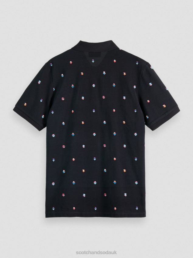 Scotch & Soda Men Organic Cotton Printed Pique Polo LP48HB399 Clothing Combo B