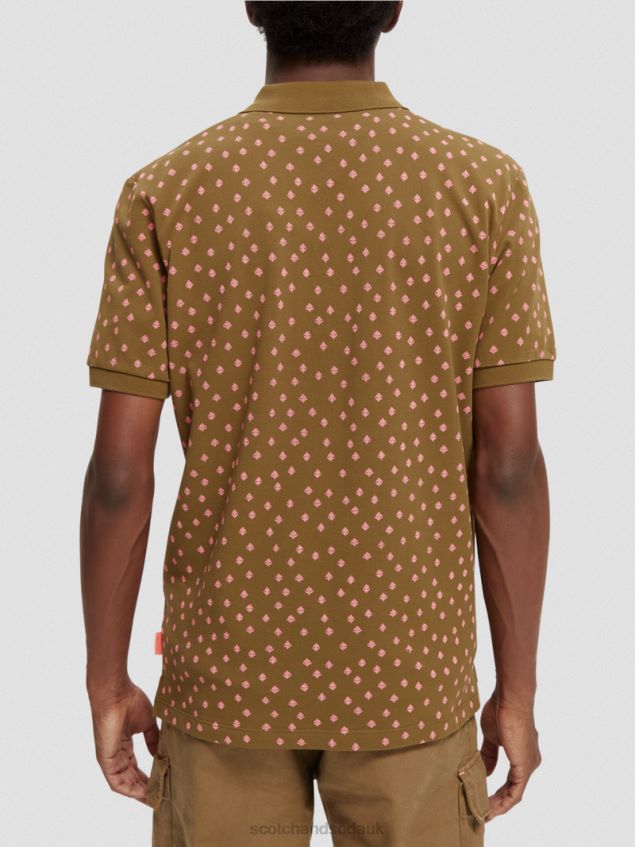 Scotch & Soda Men Organic Cotton Printed Pique Polo LP48HB400 Clothing Combo D