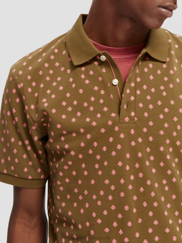 Scotch & Soda Men Organic Cotton Printed Pique Polo LP48HB400 Clothing Combo D