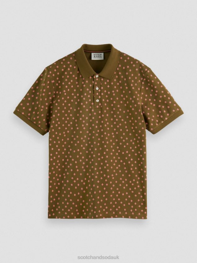Scotch & Soda Men Organic Cotton Printed Pique Polo LP48HB400 Clothing Combo D