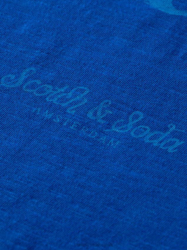 Scotch & Soda Men Organic Jersey Artwork T-Shirt LP48HB366 Clothing Iris Blue