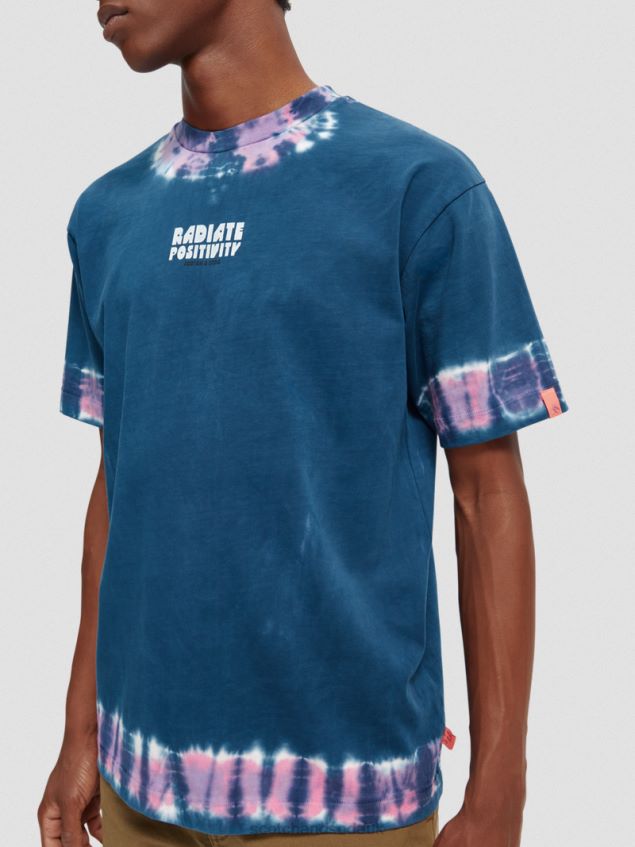 Scotch & Soda Men Organic Tie-Dye Artwork T-Shirt LP48HB405 Clothing Combo D