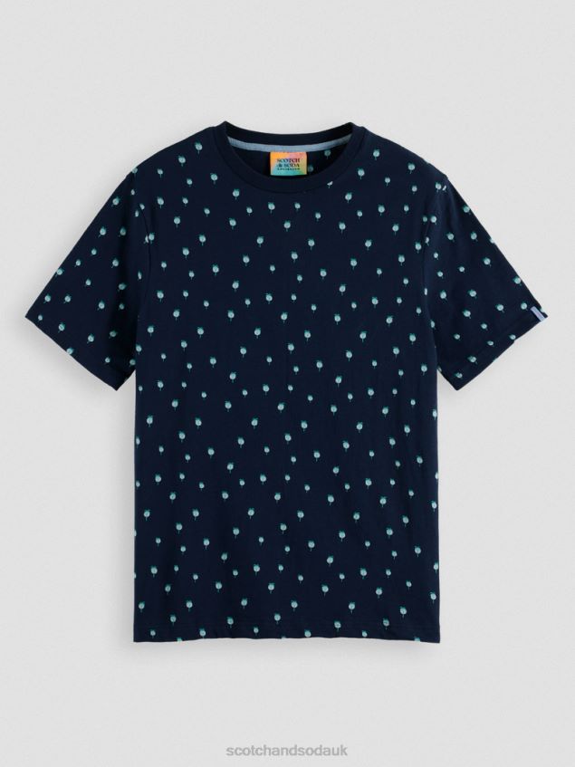 Scotch & Soda Men Printed Regular Fit T-Shirt LP48HB436 Clothing Navy