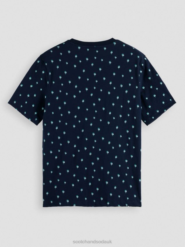 Scotch & Soda Men Printed Regular Fit T-Shirt LP48HB436 Clothing Navy