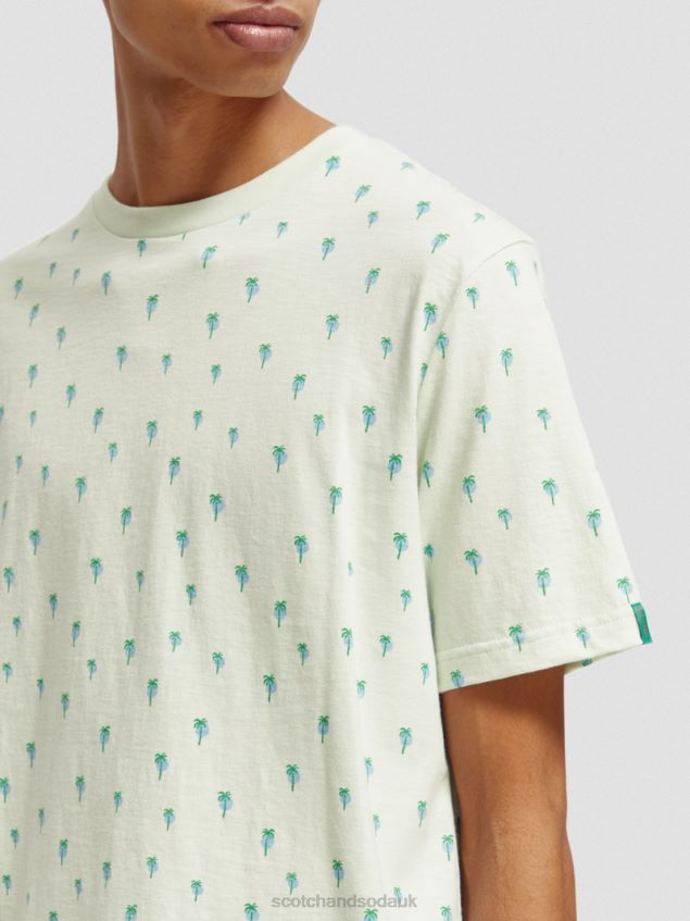Scotch & Soda Men Printed Regular Fit T-Shirt LP48HB437 Clothing Mint