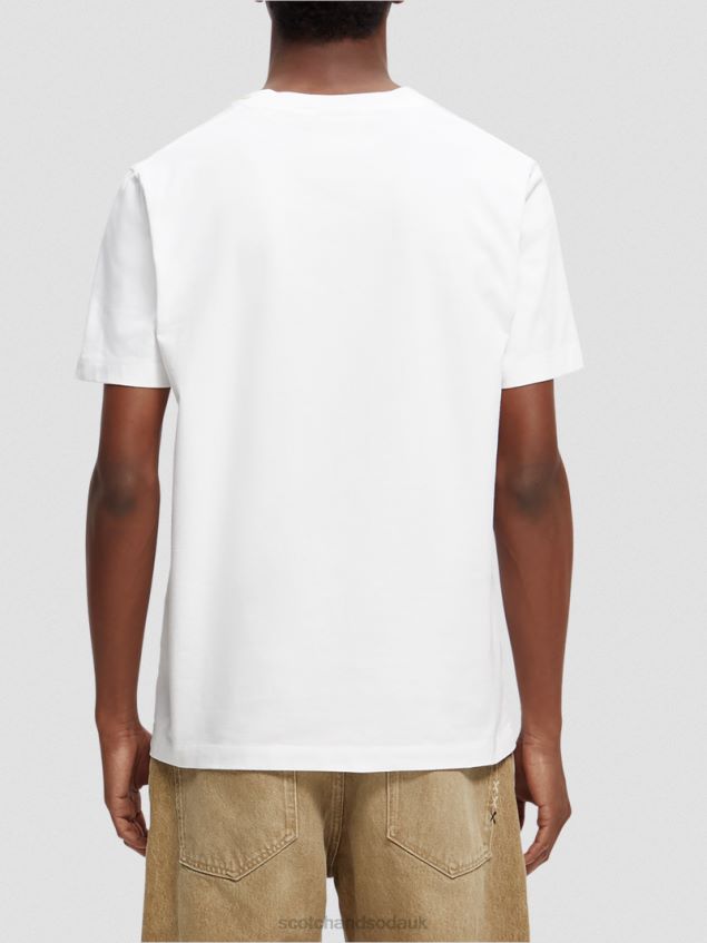 Scotch & Soda Men Regular Fit Garment-Dyed Artwork T-Shirt LP48HB355 Clothing White