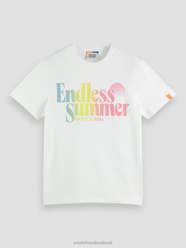 Scotch & Soda Men Regular Fit Garment-Dyed Artwork T-Shirt LP48HB355 Clothing White