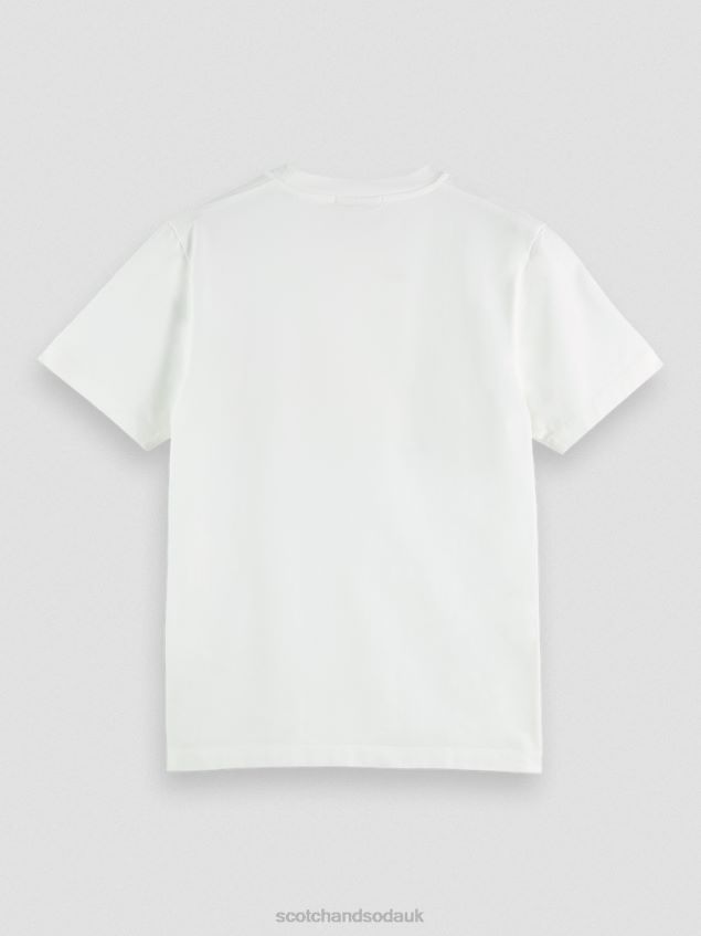 Scotch & Soda Men Regular Fit Garment-Dyed Artwork T-Shirt LP48HB355 Clothing White