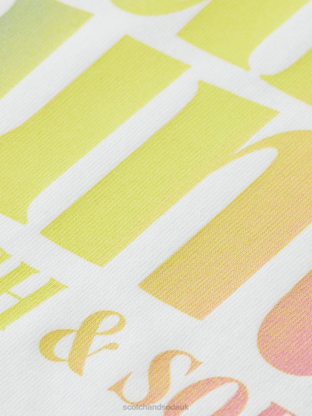 Scotch & Soda Men Regular Fit Garment-Dyed Artwork T-Shirt LP48HB355 Clothing White