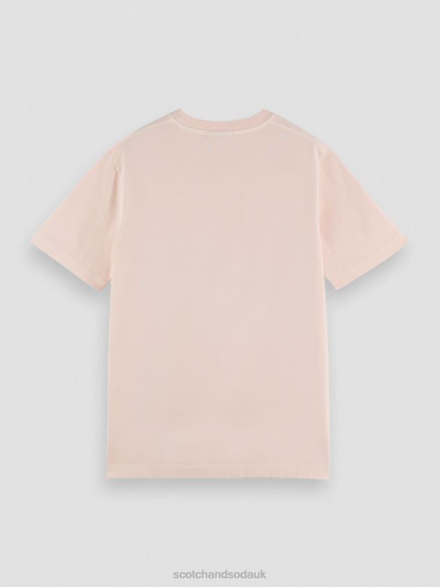 Scotch & Soda Men Regular Fit Garment-Dyed Artwork T-Shirt LP48HB356 Clothing Rose
