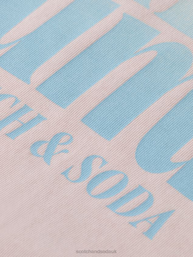 Scotch & Soda Men Regular Fit Garment-Dyed Artwork T-Shirt LP48HB356 Clothing Rose