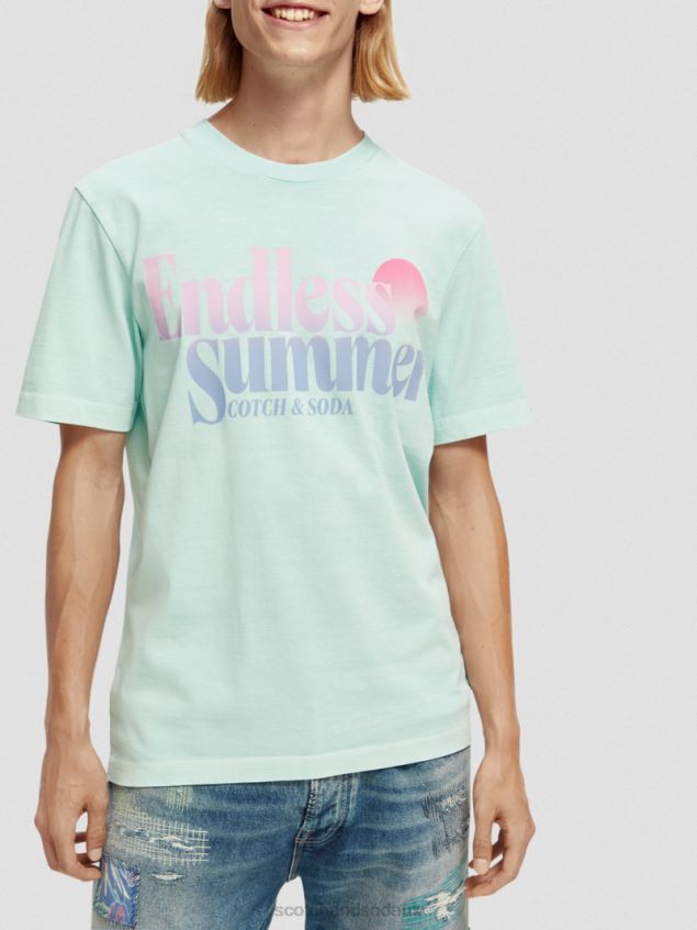 Scotch & Soda Men Regular Fit Garment-Dyed Artwork T-Shirt LP48HB358 Clothing Bay