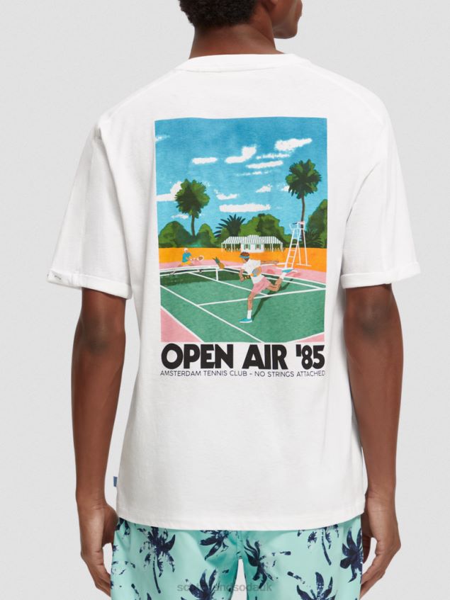 Scotch & Soda Men Relaxed Fit Artwork T-Shirt LP48HB420 Clothing White