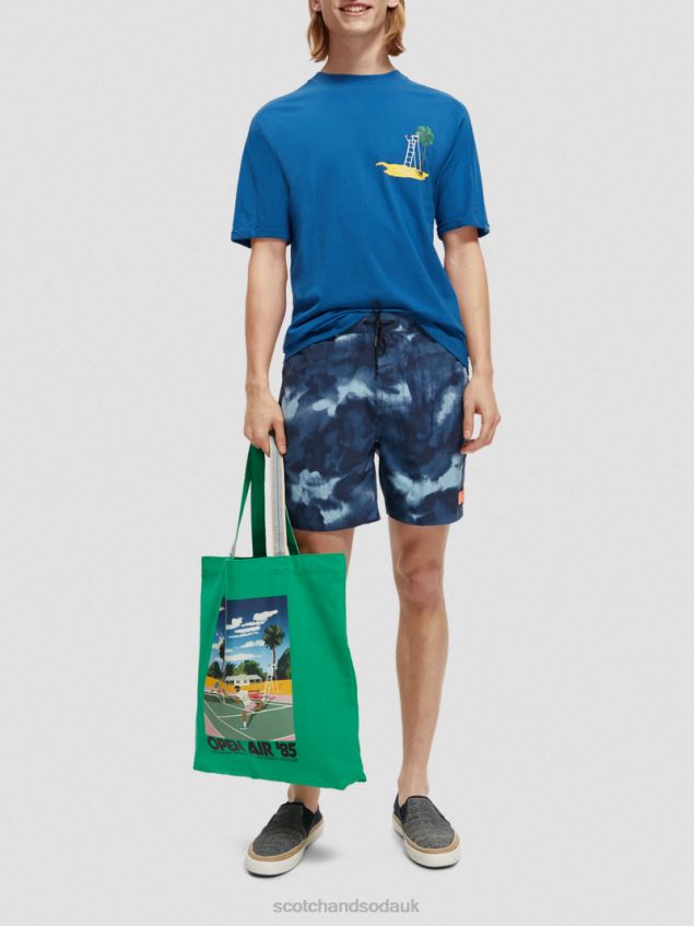 Scotch & Soda Men Relaxed Fit Artwork T-Shirt LP48HB421 Clothing Riviera Blue