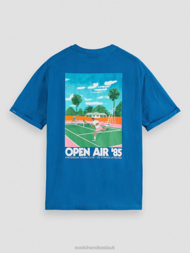 Scotch & Soda Men Relaxed Fit Artwork T-Shirt LP48HB421 Clothing Riviera Blue