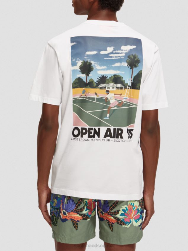 Scotch & Soda Men Relaxed Fit Artwork T-Shirt LP48HB422 Clothing White