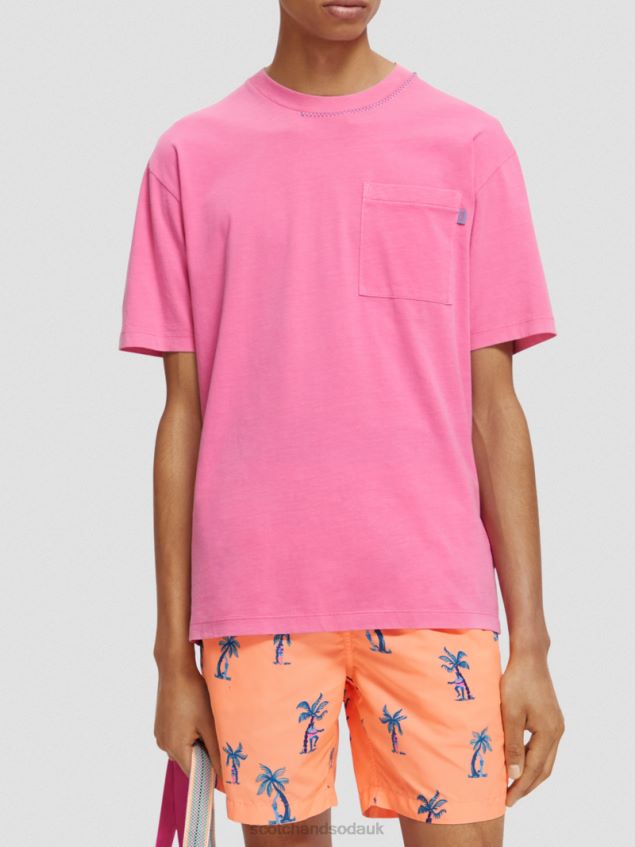 Scotch & Soda Men Relaxed Fit Artwork T-Shirt LP48HB423 Clothing Cerise