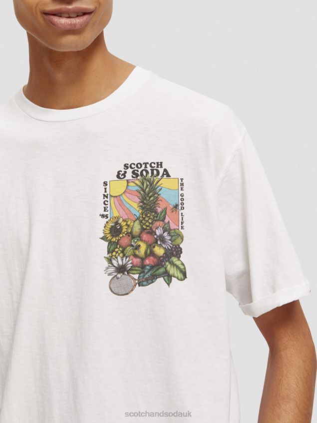 Scotch & Soda Men Relaxed Fit Artwork T-Shirt LP48HB459 Clothing White