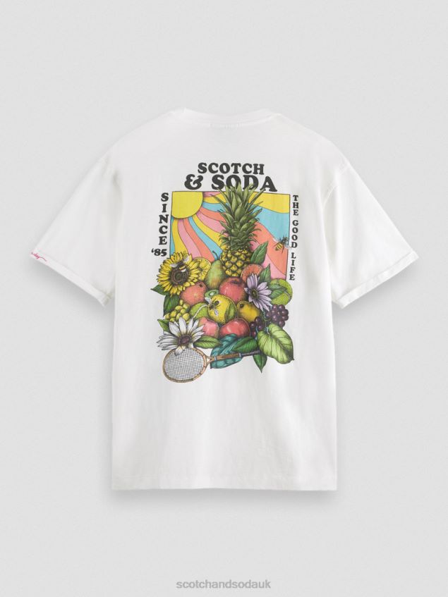 Scotch & Soda Men Relaxed Fit Artwork T-Shirt LP48HB459 Clothing White
