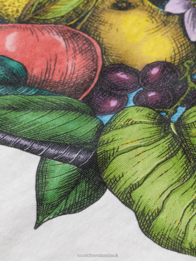 Scotch & Soda Men Relaxed Fit Artwork T-Shirt LP48HB459 Clothing White