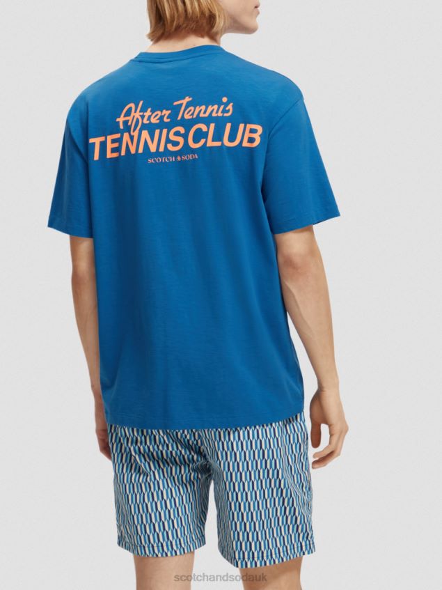 Scotch & Soda Men Relaxed Fit Graphic T-Shirt LP48HB456 Clothing Riviera Blue