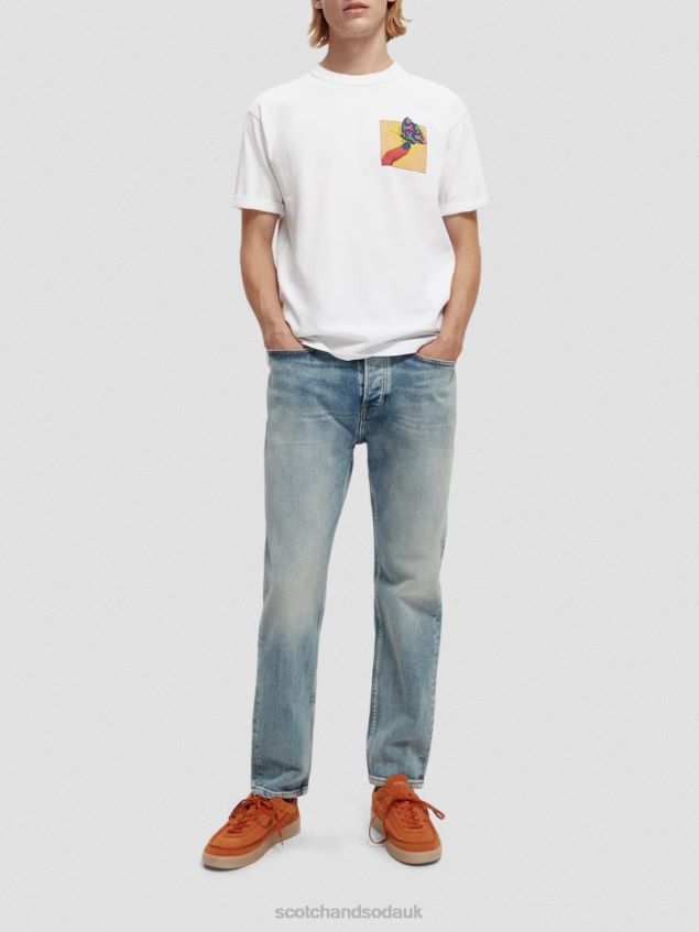 Scotch & Soda Men Relaxed Fit Organic Artwork T-Shirt LP48HB359 Clothing White