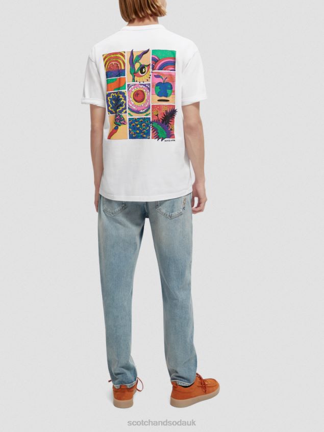 Scotch & Soda Men Relaxed Fit Organic Artwork T-Shirt LP48HB359 Clothing White