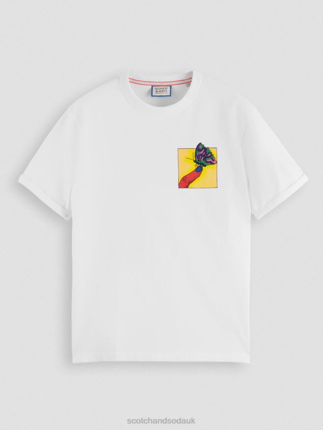 Scotch & Soda Men Relaxed Fit Organic Artwork T-Shirt LP48HB359 Clothing White