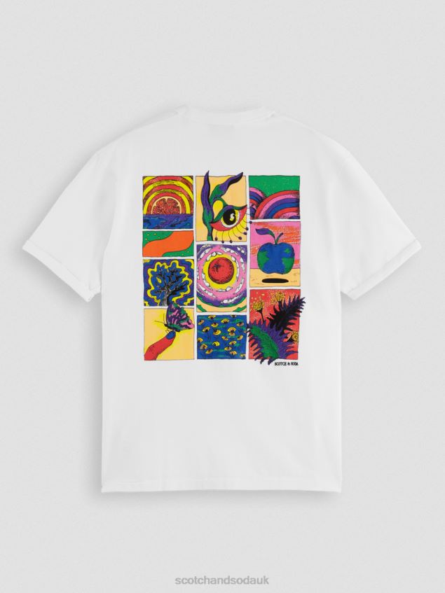 Scotch & Soda Men Relaxed Fit Organic Artwork T-Shirt LP48HB359 Clothing White