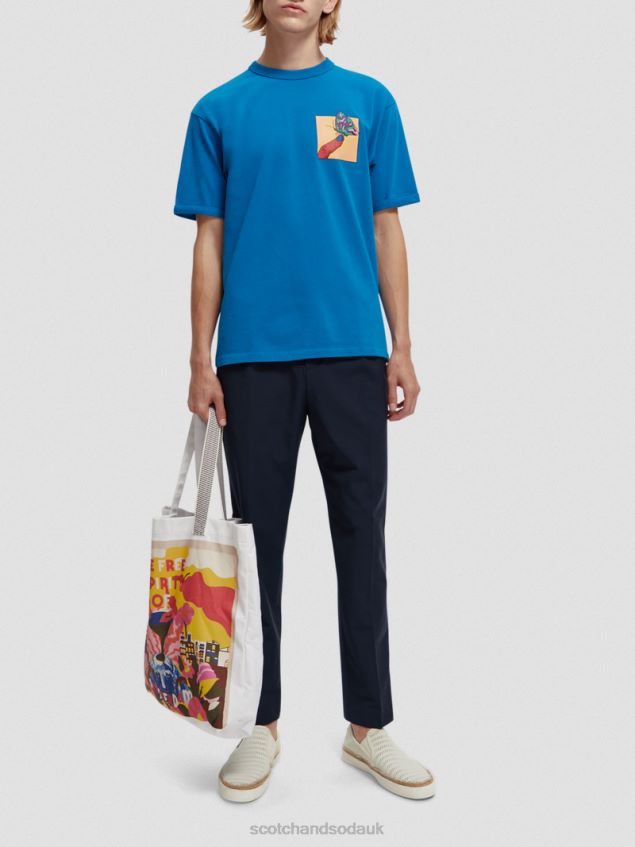 Scotch & Soda Men Relaxed Fit Organic Artwork T-Shirt LP48HB360 Clothing Iris Blue