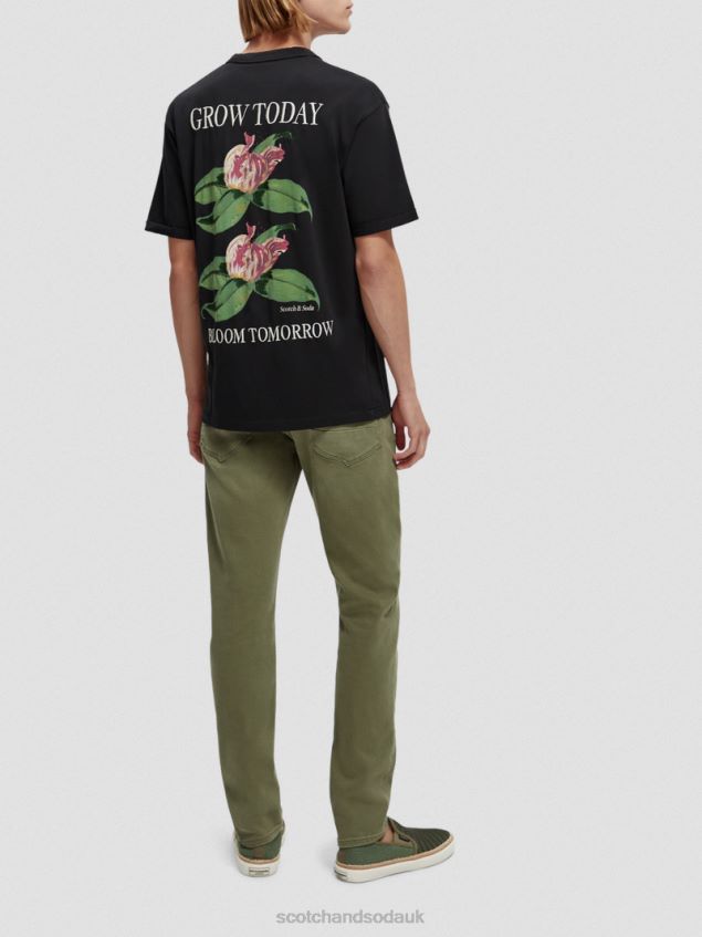 Scotch & Soda Men Relaxed Fit Organic Artwork T-Shirt LP48HB362 Clothing Black