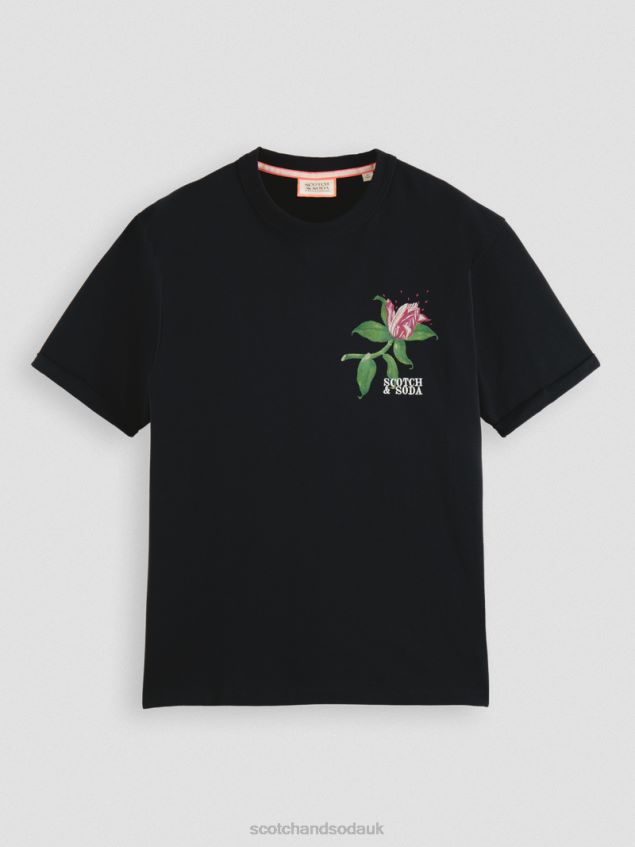 Scotch & Soda Men Relaxed Fit Organic Artwork T-Shirt LP48HB362 Clothing Black