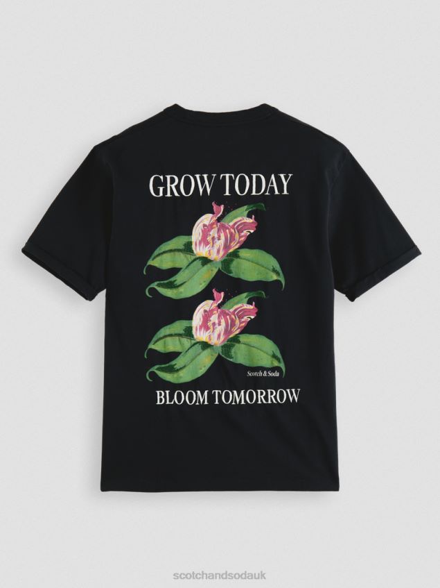 Scotch & Soda Men Relaxed Fit Organic Artwork T-Shirt LP48HB362 Clothing Black