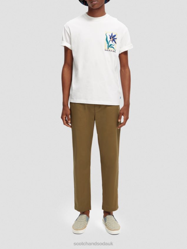 Scotch & Soda Men Relaxed Fit Organic Cotton Artwork T-Shirt LP48HB417 Clothing White