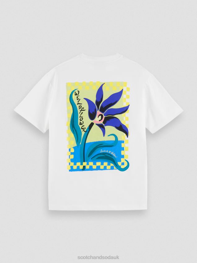 Scotch & Soda Men Relaxed Fit Organic Cotton Artwork T-Shirt LP48HB417 Clothing White