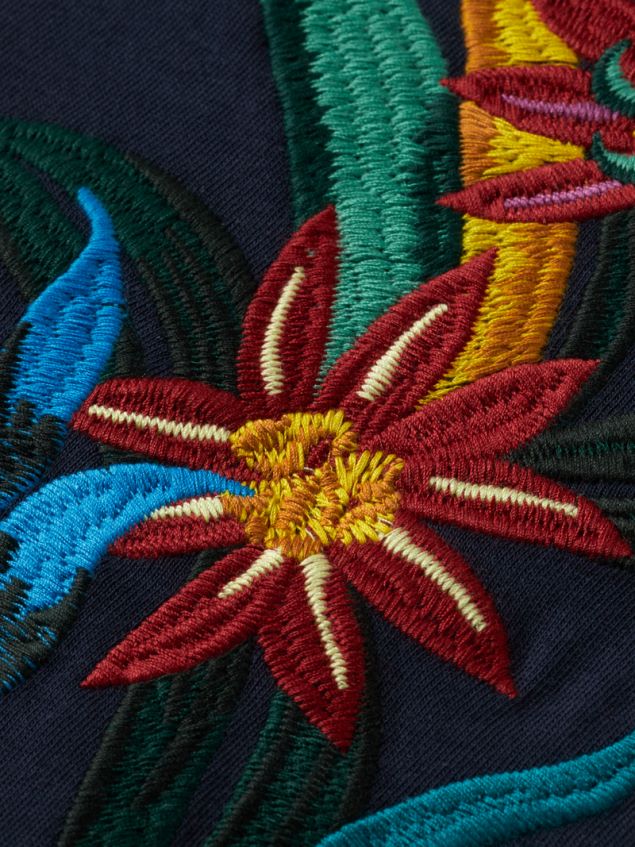 Scotch & Soda Men Relaxed Fit Organic Floral-Embroidered T-Shirt LP48HB352 Clothing Night