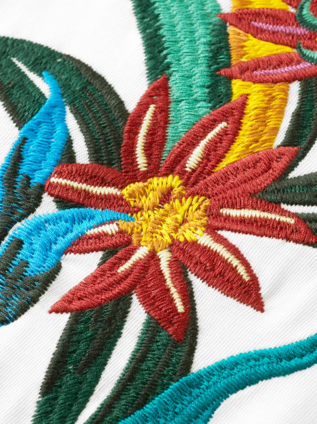 Scotch & Soda Men Relaxed Fit Organic Floral-Embroidered T-Shirt LP48HB353 Clothing White