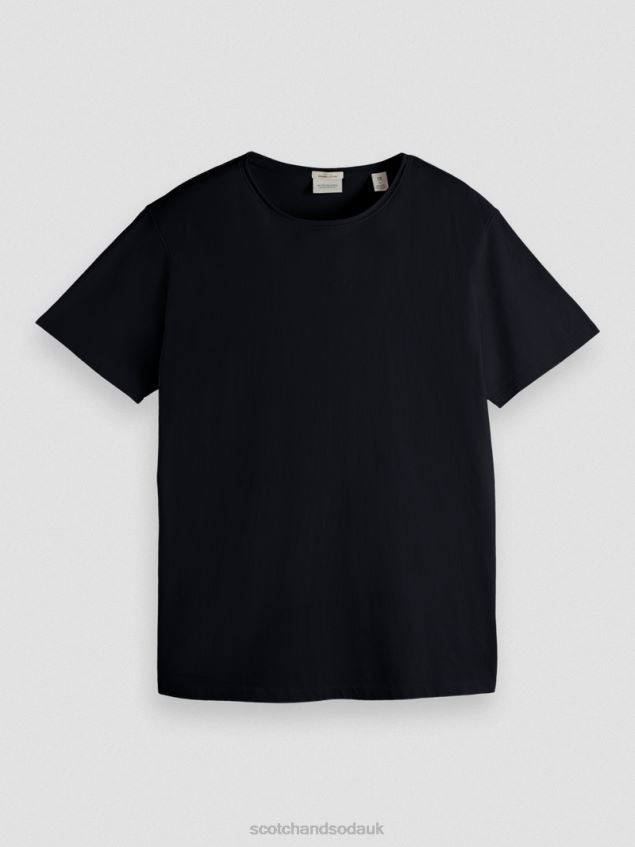 Scotch & Soda Men Relaxed Fit Raw-Edge Organic Cotton T-Shirt LP48HB453 Clothing Black