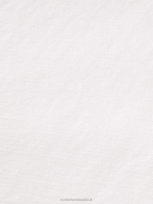 Scotch & Soda Men Relaxed Fit Raw-Edge Organic Cotton T-Shirt LP48HB454 Clothing White