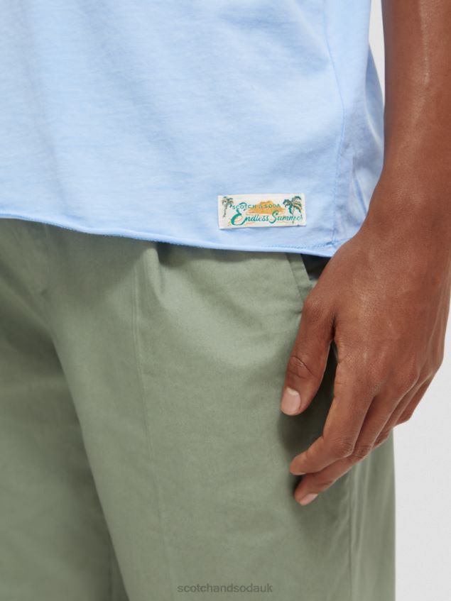 Scotch & Soda Men Relaxed Fit Raw Edge T-Shirt LP48HB383 Clothing Sea Blue