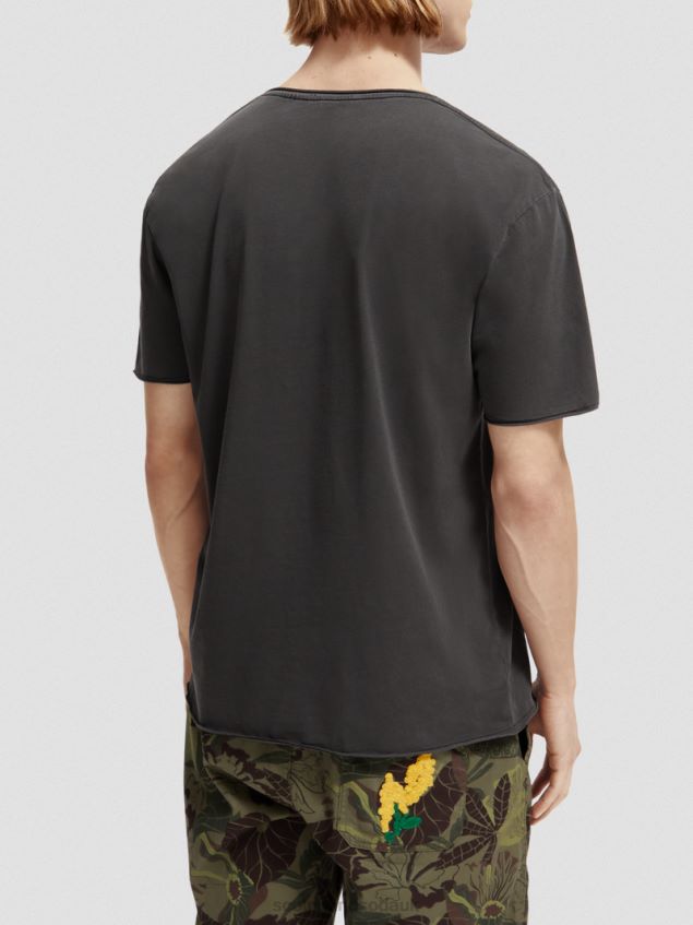 Scotch & Soda Men Relaxed Fit Raw Edge T-Shirt LP48HB384 Clothing Black