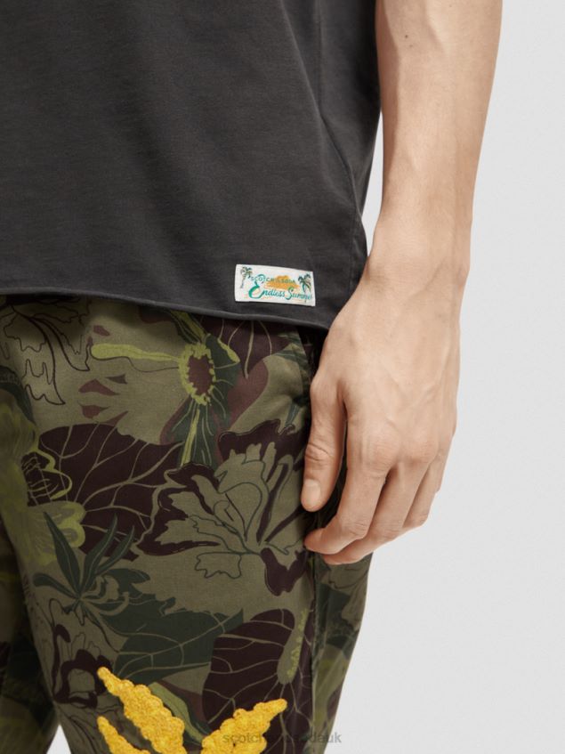 Scotch & Soda Men Relaxed Fit Raw Edge T-Shirt LP48HB384 Clothing Black