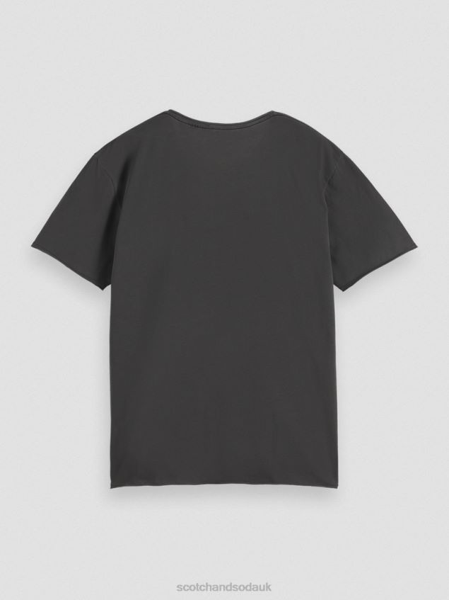 Scotch & Soda Men Relaxed Fit Raw Edge T-Shirt LP48HB384 Clothing Black
