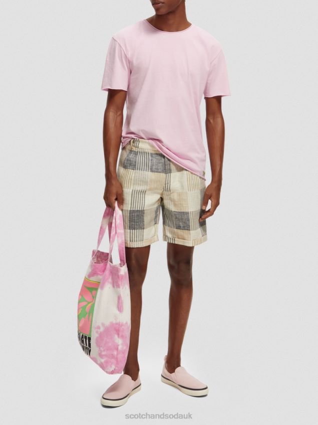 Scotch & Soda Men Relaxed Fit Raw Edge T-Shirt LP48HB387 Clothing Stone Pink