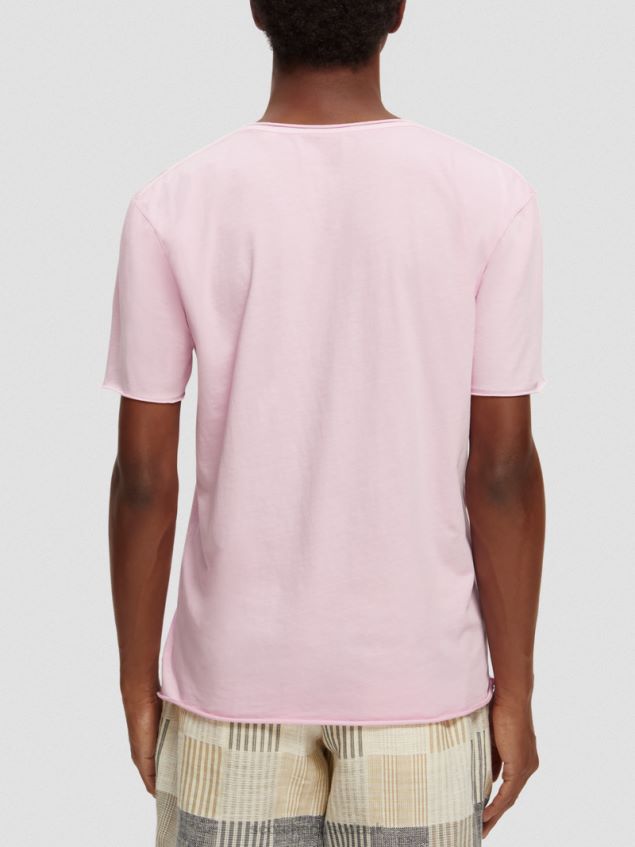 Scotch & Soda Men Relaxed Fit Raw Edge T-Shirt LP48HB387 Clothing Stone Pink