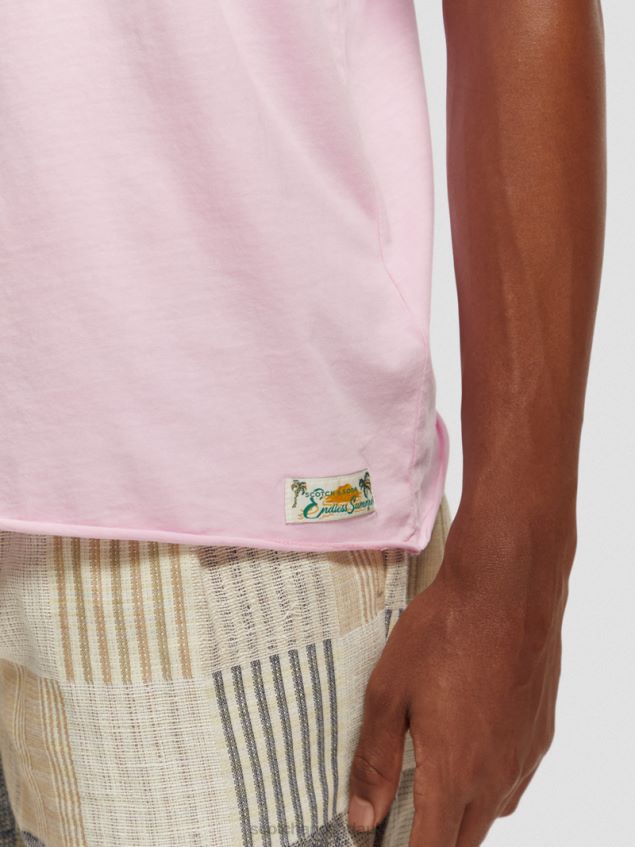 Scotch & Soda Men Relaxed Fit Raw Edge T-Shirt LP48HB387 Clothing Stone Pink